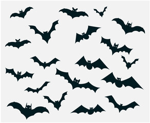 Bats Black Objects Signs Symbols Vector Illustration With Background