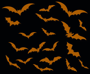 Bats Brown Objects Vector Signs Symbols Illustration With Black Background