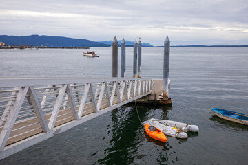 Bellingham, Washington, USA - May 7 2021: Bellingham pier in Washington state during summer.