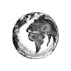 Naklejka premium Vector Sketch Globe Illustration. Planet Earth. Colorful Vector Illustration.