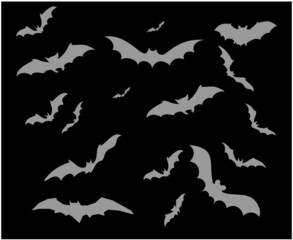 Bats Gray Objects Vector Signs Symbols  Illustration With Black Background