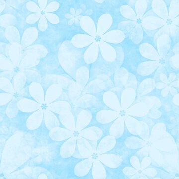 Seamless pastel light blue floral background