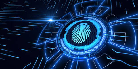 Abstract concept of data protection in the network with fingerprint biometric data