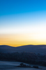 Palouse Fields in Fall, Golden to Blue Hour, Washington State