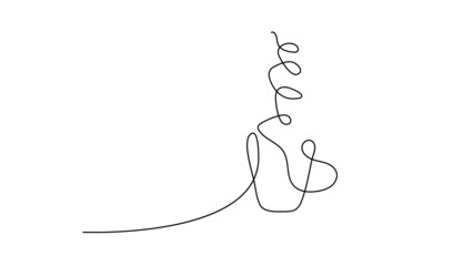 Vector mug with hot coffee, tea drawn by one line 