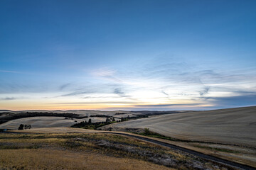 Palouse Fields in Fall, Golden to Blue Hour, Washington State