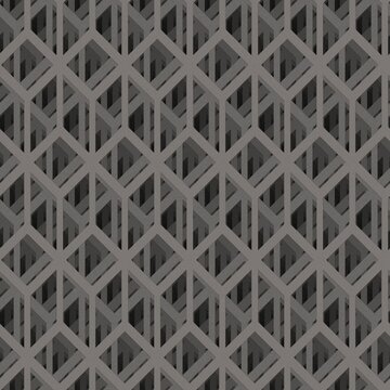 Seamless dark grey geometric metal grid background
