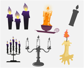 Candles Objects Signs Symbols Vector Illustration Abstract With White Background