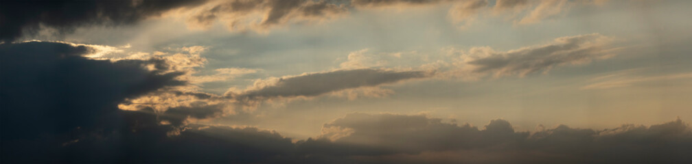空 雲 太陽 夕日 パノラマ cloud, sunny, sunset