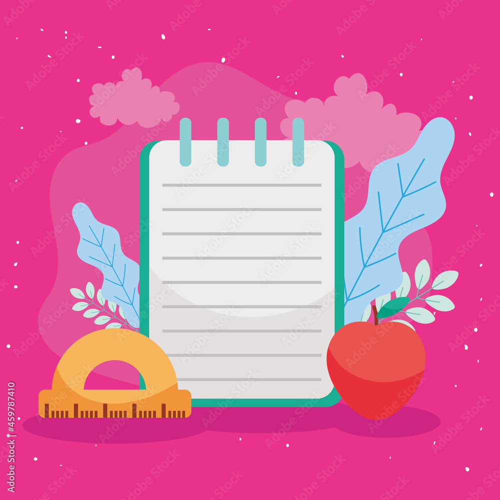 Poster notebook apple and ruler