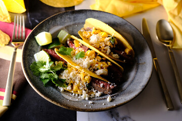 Fototapeta premium Steak Tacos Elote