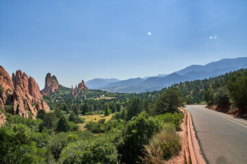 Fototapeta na wymiar Scenic View of Garden of Gods National Park Road in Colorado Springs Colorado