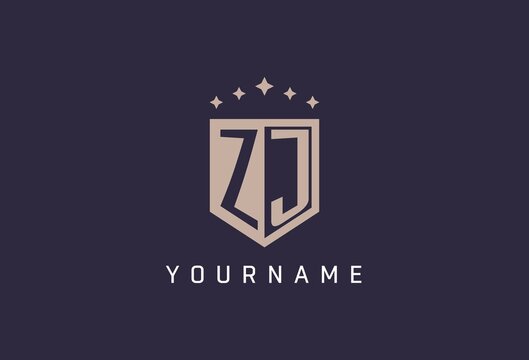 ZJ initial shield logo icon geometric style design
