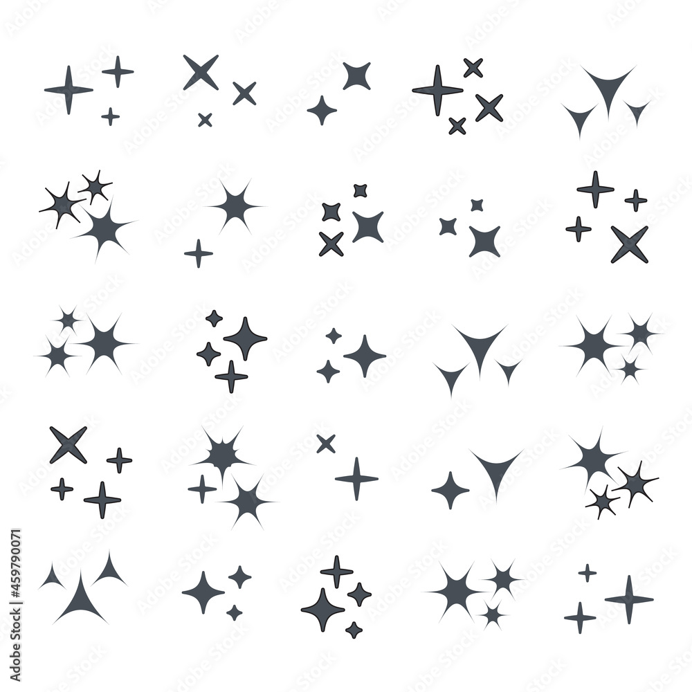 Wall mural sparkles line icons. black sparkles symbols vector eps10