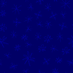 Fototapeta na wymiar Hand Drawn Snowflakes Christmas Seamless Pattern. Subtle Flying Snow Flakes on chalk snowflakes Background. Admirable chalk handdrawn snow overlay. Outstanding holiday season decoration.