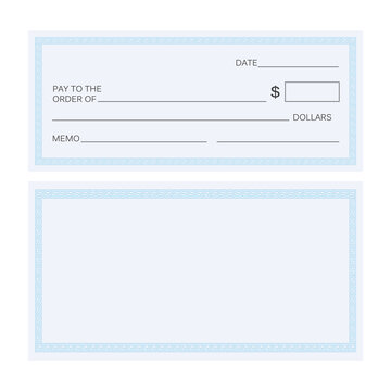 Blank check template. Check vector template. Banking check template