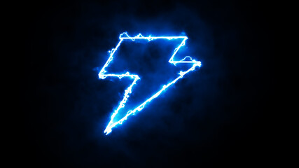 Lightning illustration with electricity FX - Blue glow on a black background, symbol of power and energy
