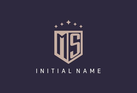 MS initial shield logo icon geometric style design