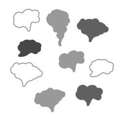 Smoke vector clouds. Fog and steam cartoon vector illustration