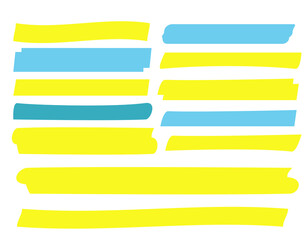 Vector highlighter elements. Yellow marker text selection