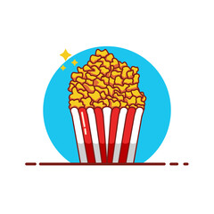 Vector illustration pop corn. Isolated on flat design on white background. flat design