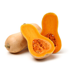 butternut squash isolated on white background.