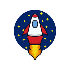 Vector illustration of rocket launch .flat design illustration