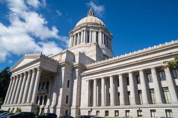 Olympia, Wa - USA - Sept. 20, 2021: Horizontal view of the neoclassical Washington State Capitol or...