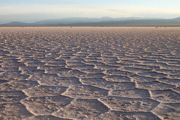 Fototapeta na wymiar sunrise in the northwestern Argentinian salt flat