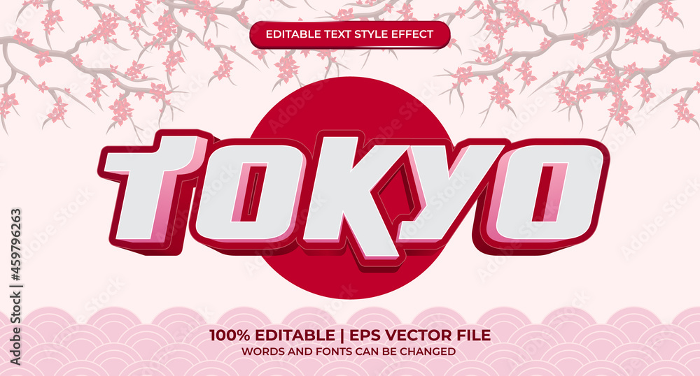Poster tokyo, 3d editable text effect. template with bold font concept. premium vector