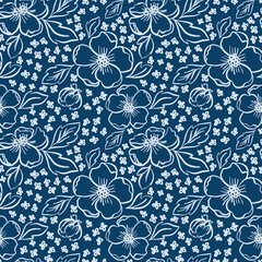 Beautiful abstract blue floral repeating pattern