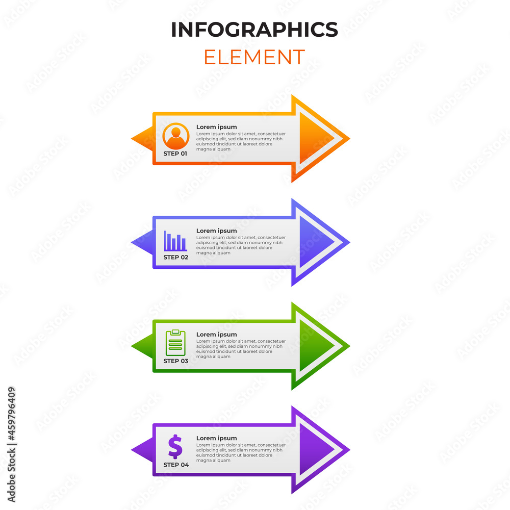Poster four steps gradient infographic element with business icon. infographic template