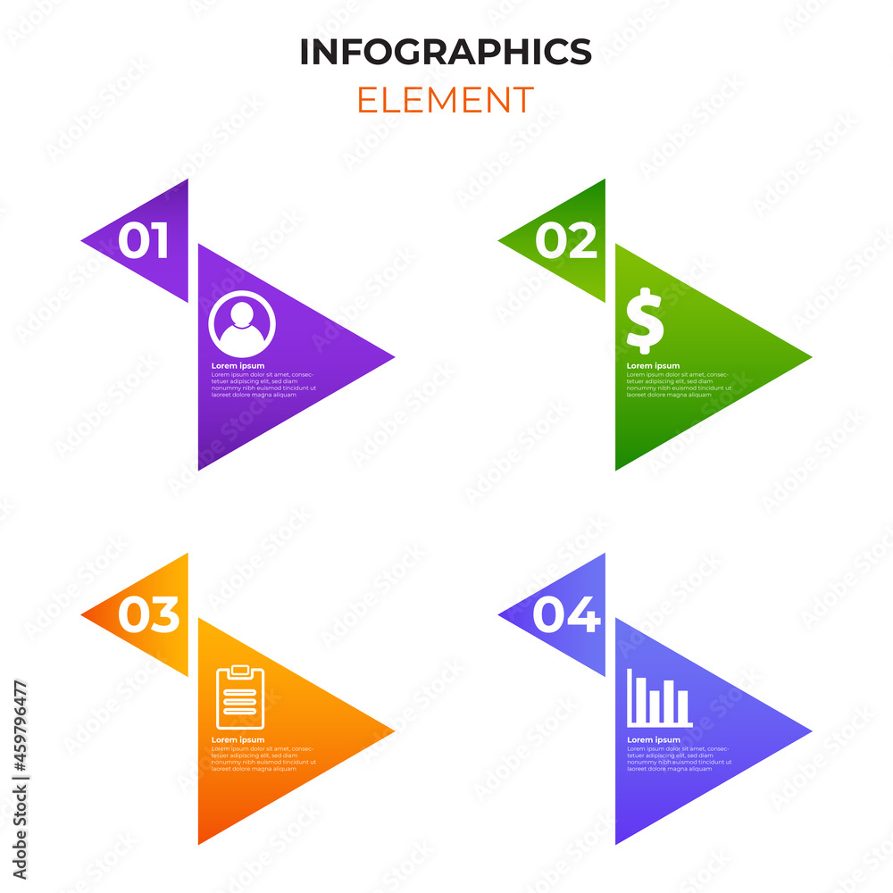 Poster four steps gradient infographic element with business icon. infographic design template