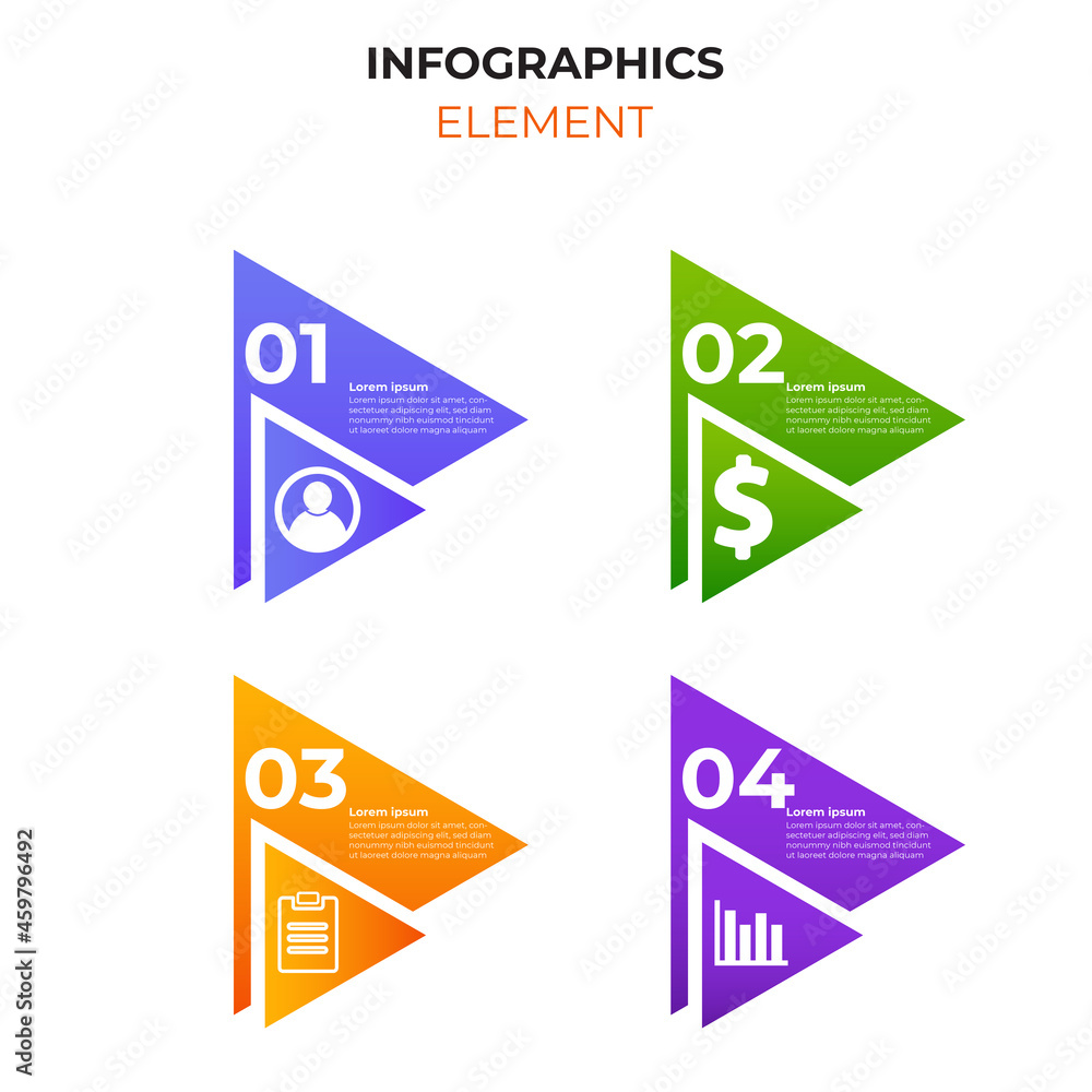 Poster four steps gradient infographic element with business icon. infographic design template