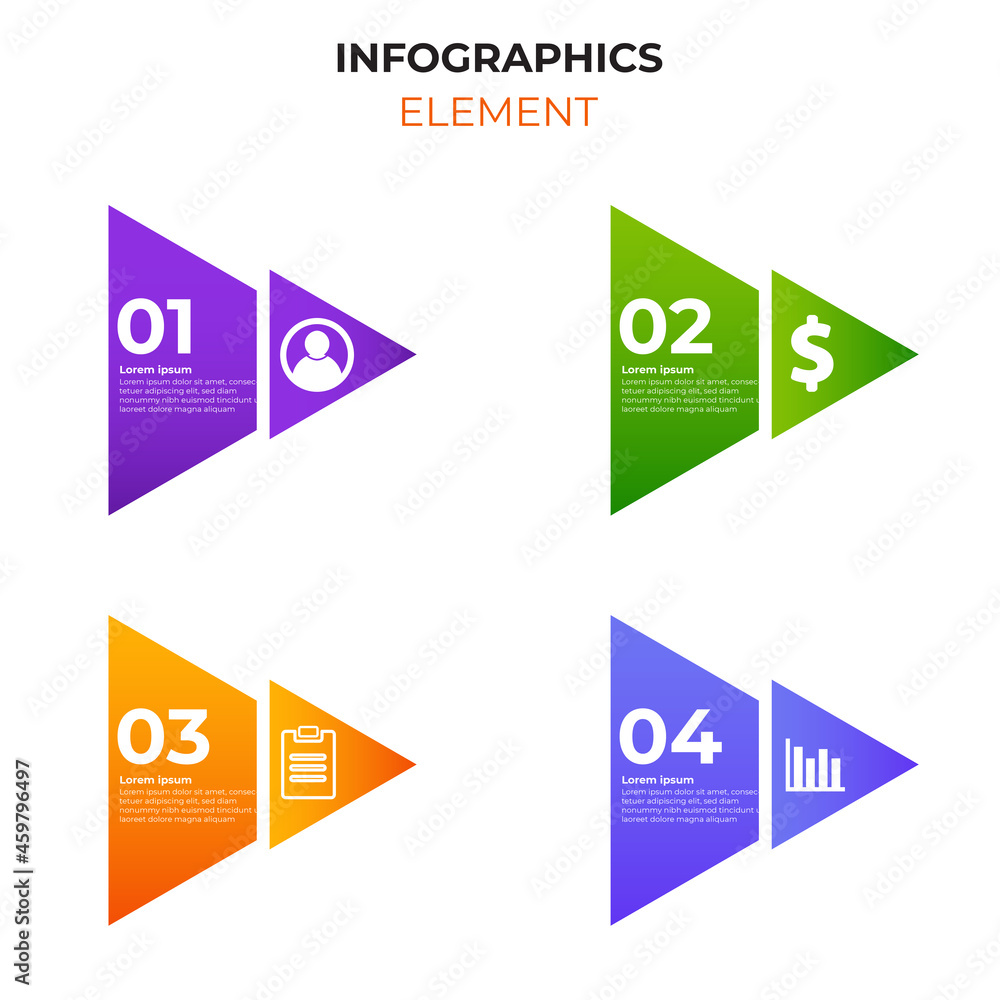 Poster four steps gradient infographic element with business icon. infographic design template