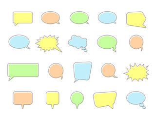 Speech bubbles vector set. 20 multicolored speech balloons.