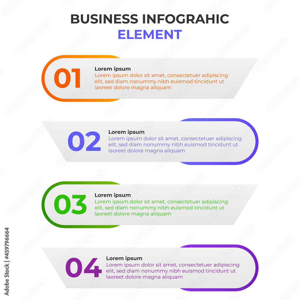 Poster four steps gradient infographic element with business icon. infographic template