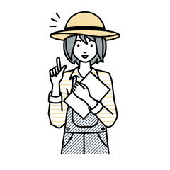 立って書類を手に持って何かひらめいた農家の女性