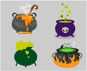 Pots Objects Signs Symbols Vector Illustration Abstract With Gray Background