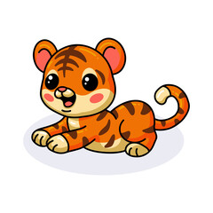 Cute baby tiger cartoon lying down