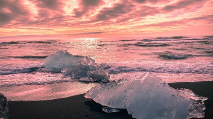 Iceland, diamond beach sunrise 