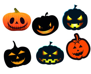 Pumpkin Halloween Objects Signs Symbols Vector Illustration Abstract With White Background