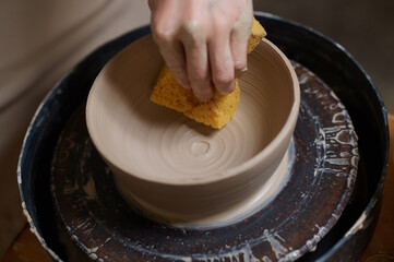 Close up picture of making a new bowl