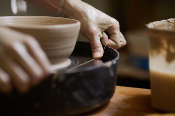 Close up picture of making a new bowl