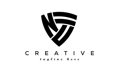 Shield letters NU creative logo