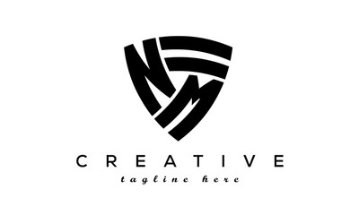 Shield letters NM creative logo