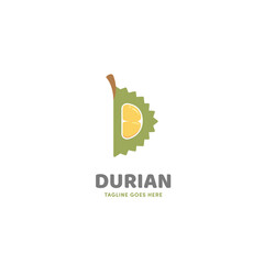 Durian open slice logo icon in letter D shape
