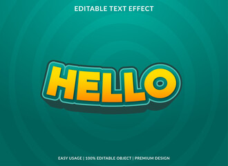 hello editable text effect template with abstract style use for business logo brand and headline