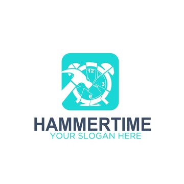 hammer time worker logo for business service at the office