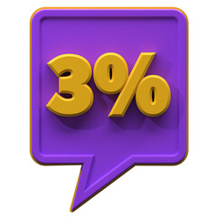 3d render 3 percent sale promo discount isolated. useful for e-commerce and online shopping illustration